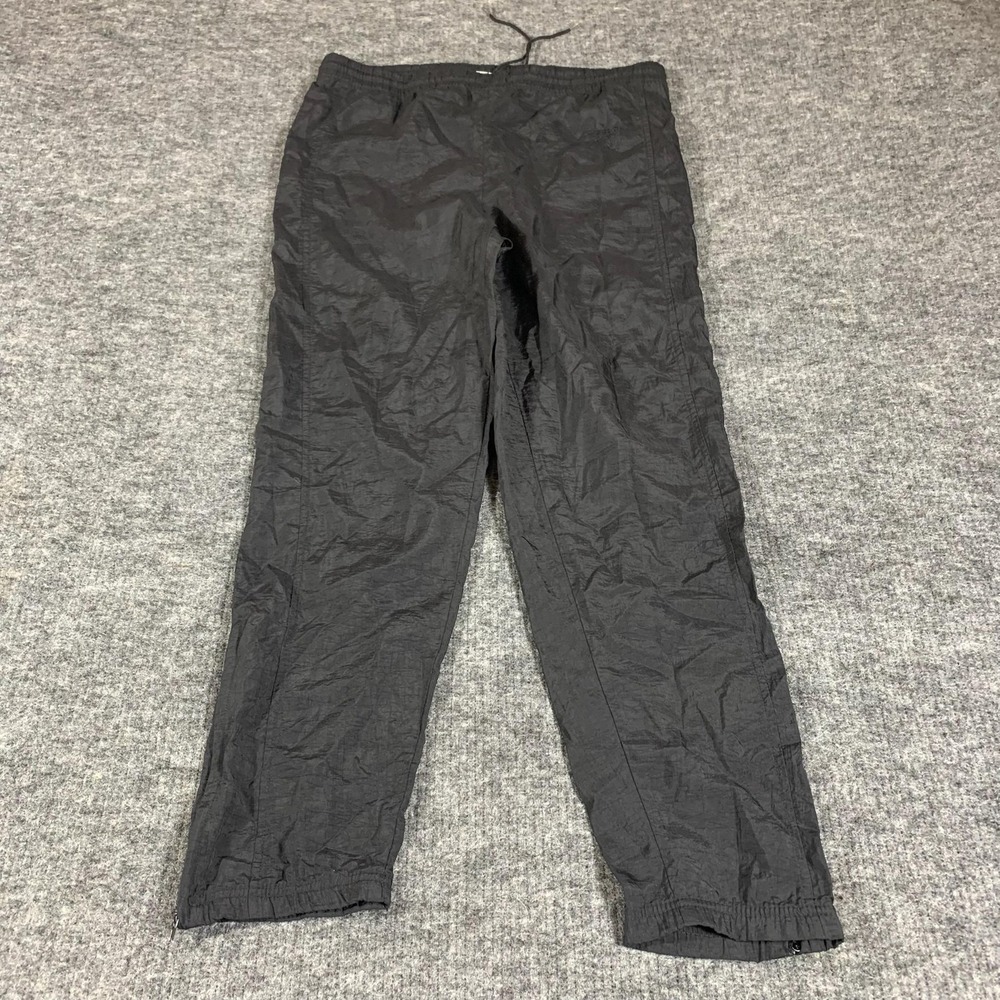 VTG Reebok Pants Mens Small Black Track Pants Taffeta Drawstring 90s Retro Baggy
